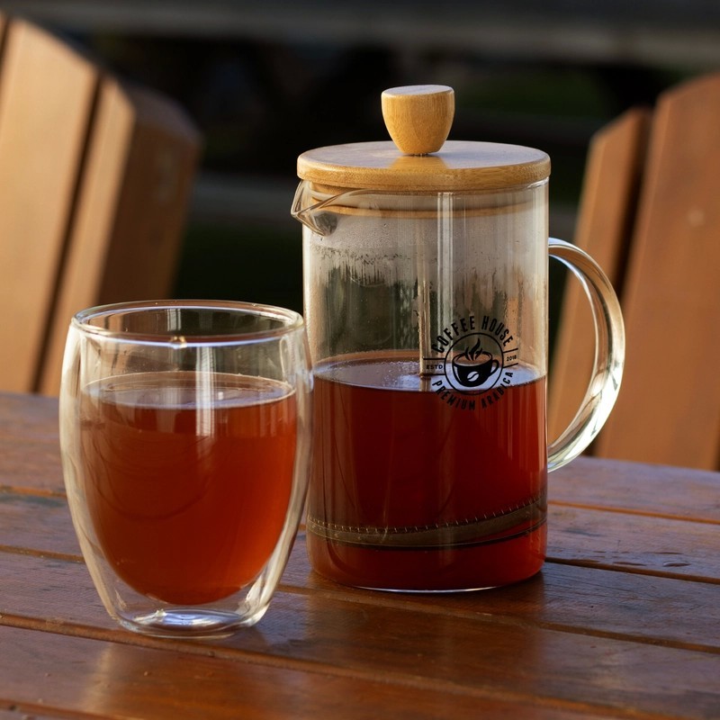 NATURA Azzurra Bamboo Lid Borosilicate Coffee Plunger