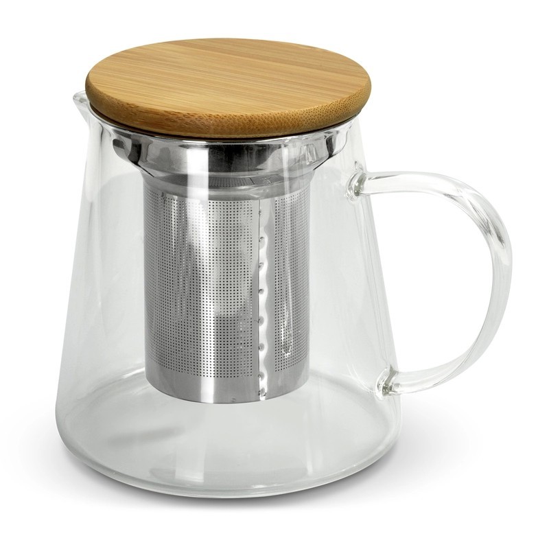 NATURA Azzurra 460ml Glass Teapot with Bamboo Lid