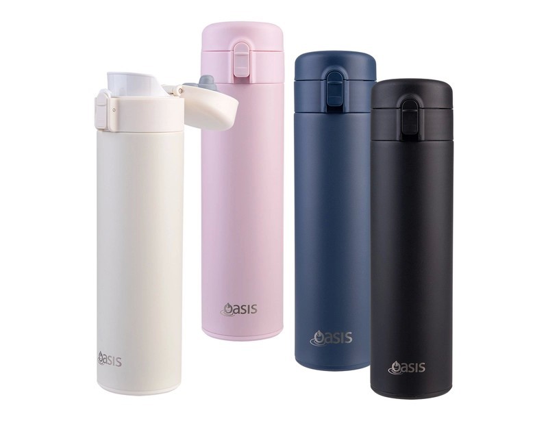 Oasis 480ml Flip-Top Stainless Steel Insulated Flask