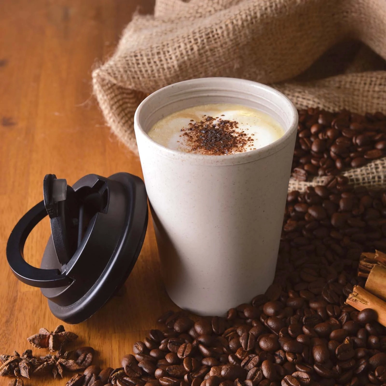 Aroma Eco 350ml Handle Lid Polypropylene Coffee Cup