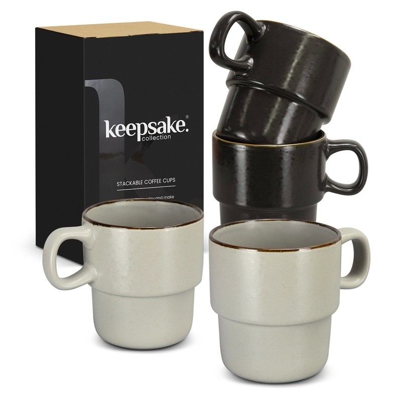 Keepsake 2 Piece Ceramic Stackable Coffee Cup Set