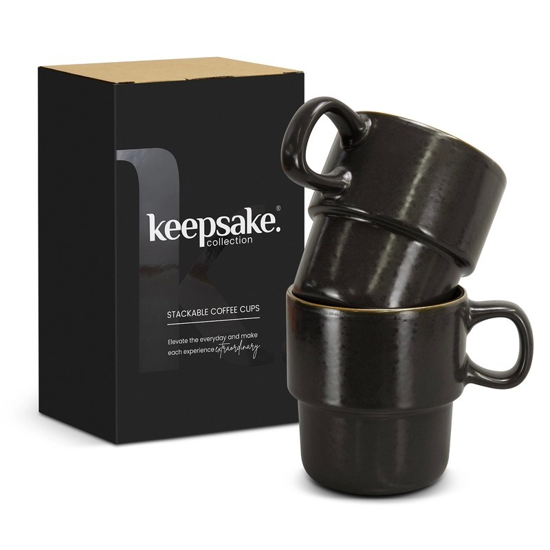 Keepsake 2 Piece Ceramic Stackable Coffee Cup Set