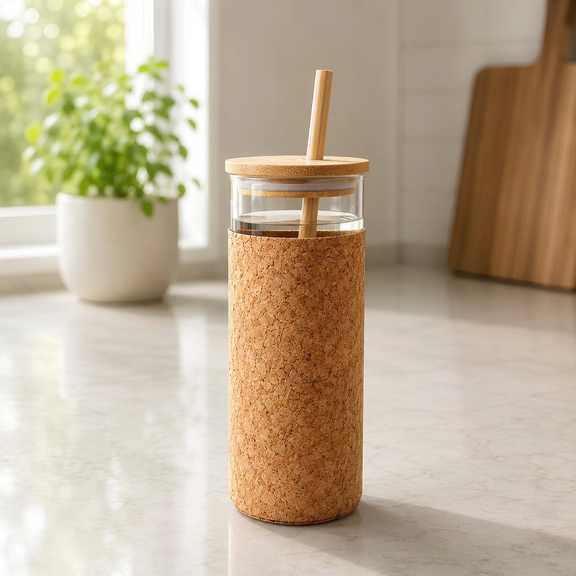 Eidy 480ml Bamboo Lid Glass Bottle