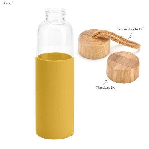 Honya 550ml Bamboo Lid Glass Drink Bottle with Sleeve