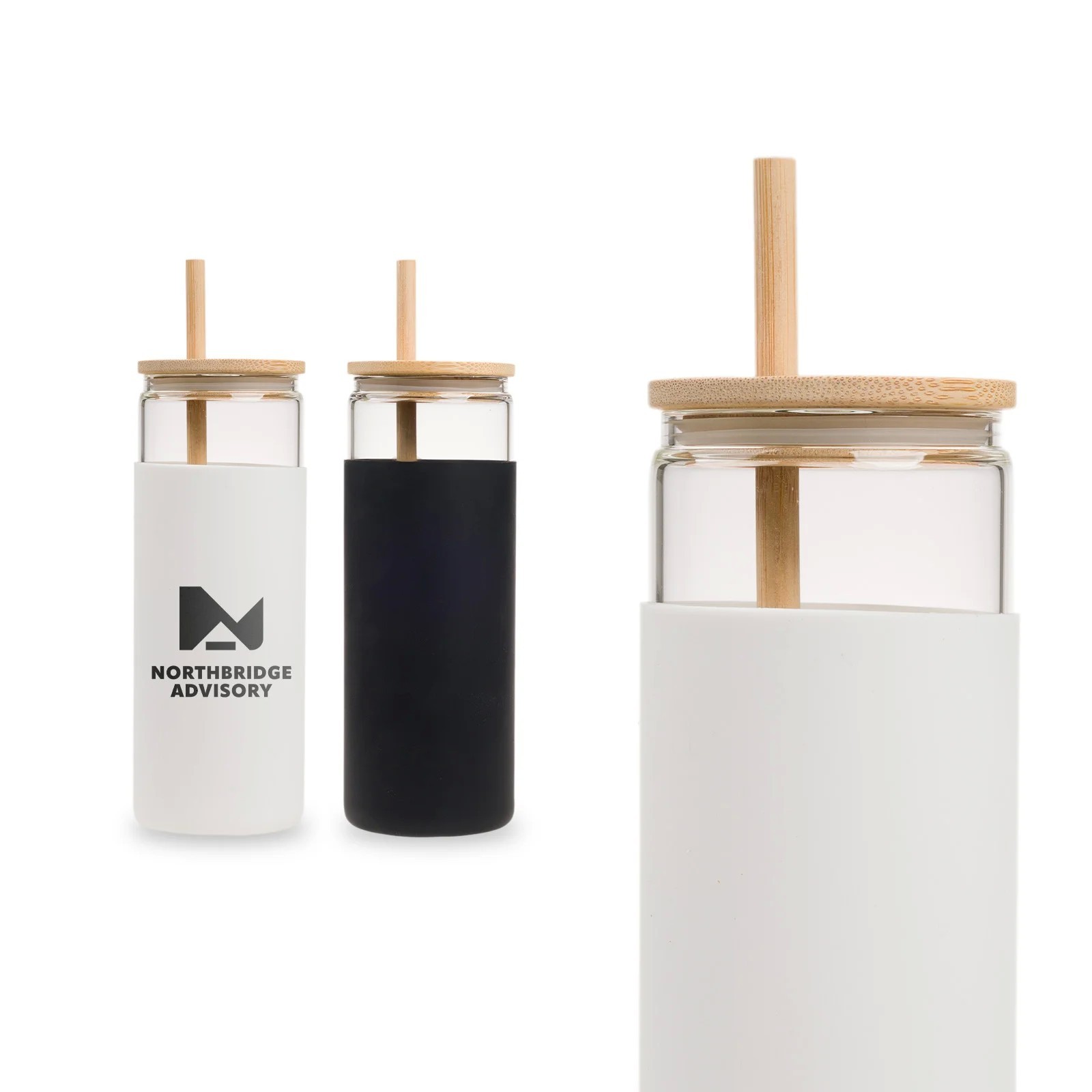 Pisa 480ml Bamboo Lid Glass Tumbler