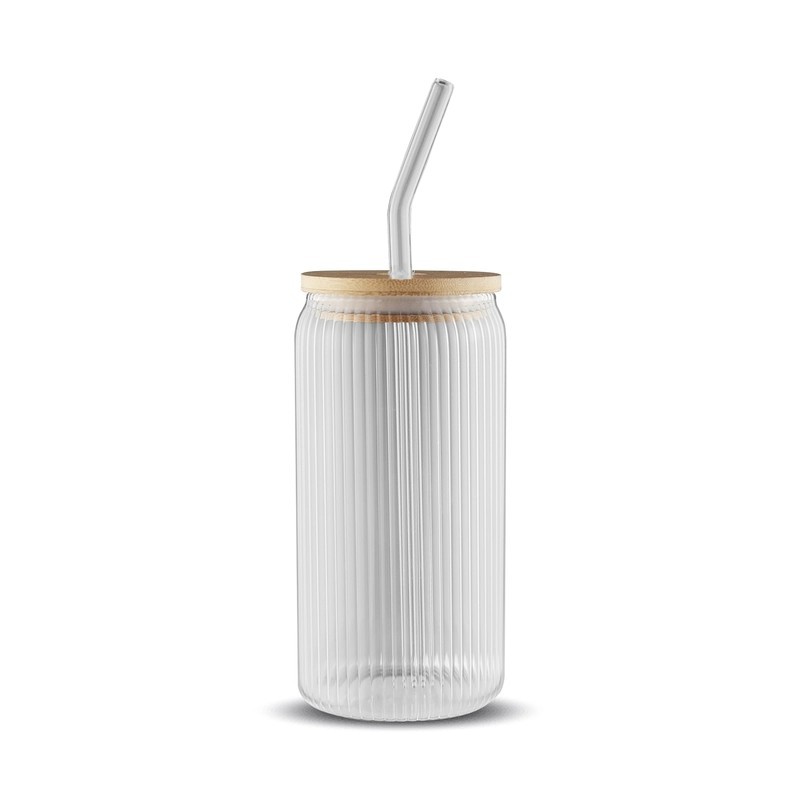 Olmos 550ml Bamboo Lid Glass Tumbler