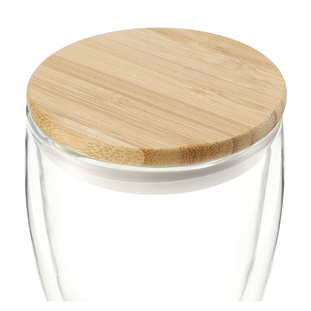 Easton Glass Cup with Bamboo lid 355ml
