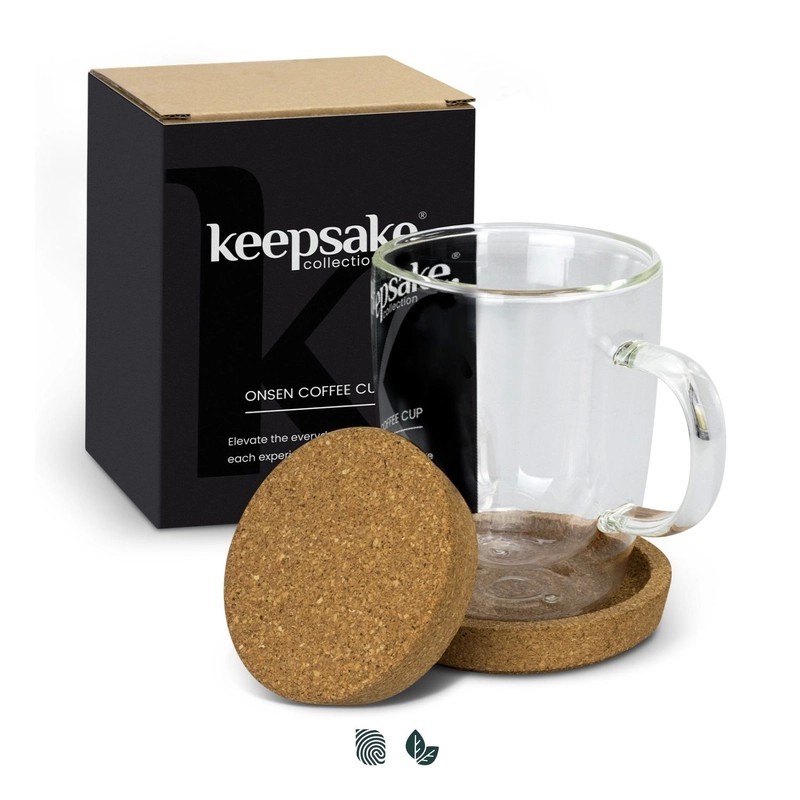 Keepsake Onsen 350ml Cork Lid Borosilicate Glass Coffee Cup
