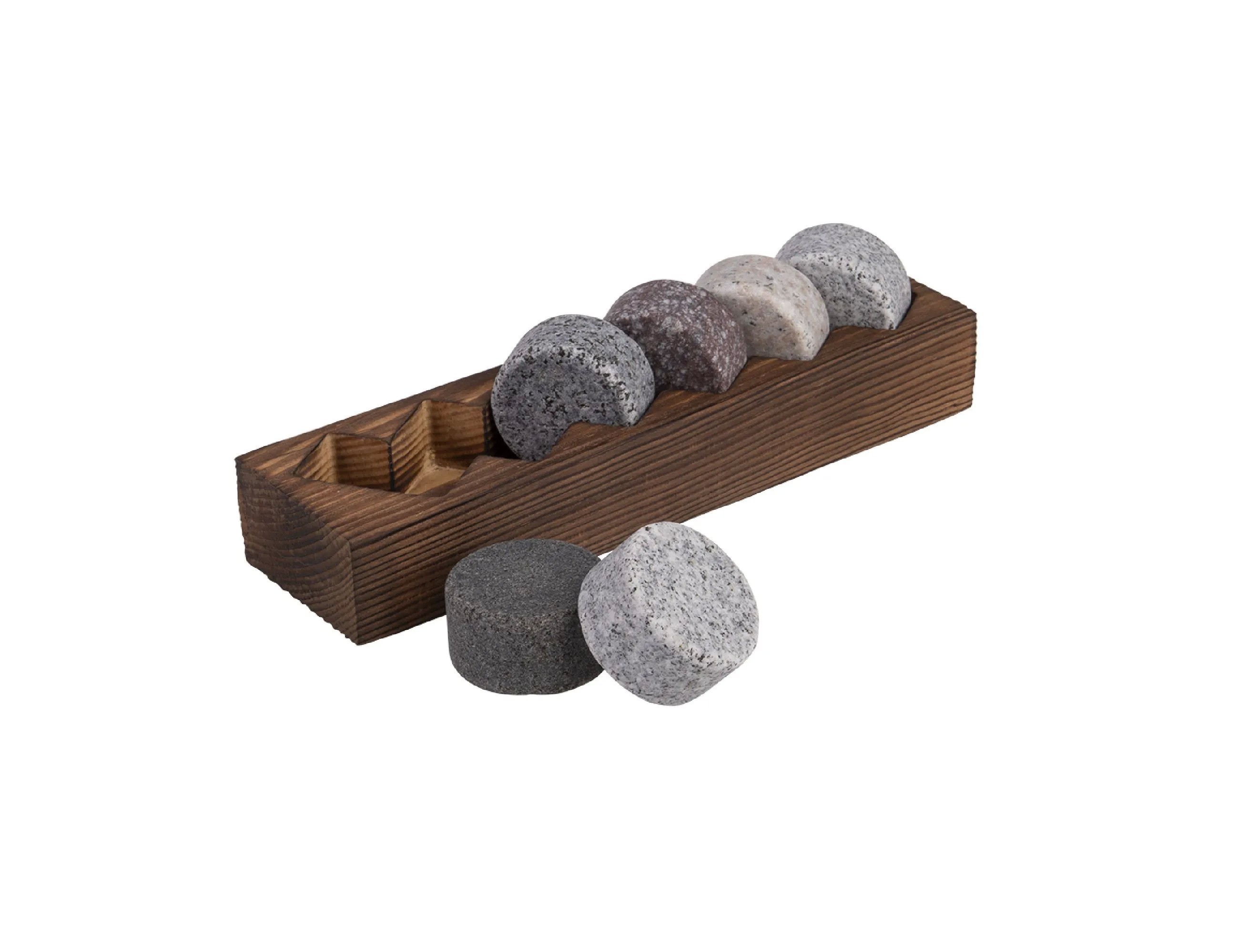 Bartender Whisky Discs 6 Piece Set with Wood Base