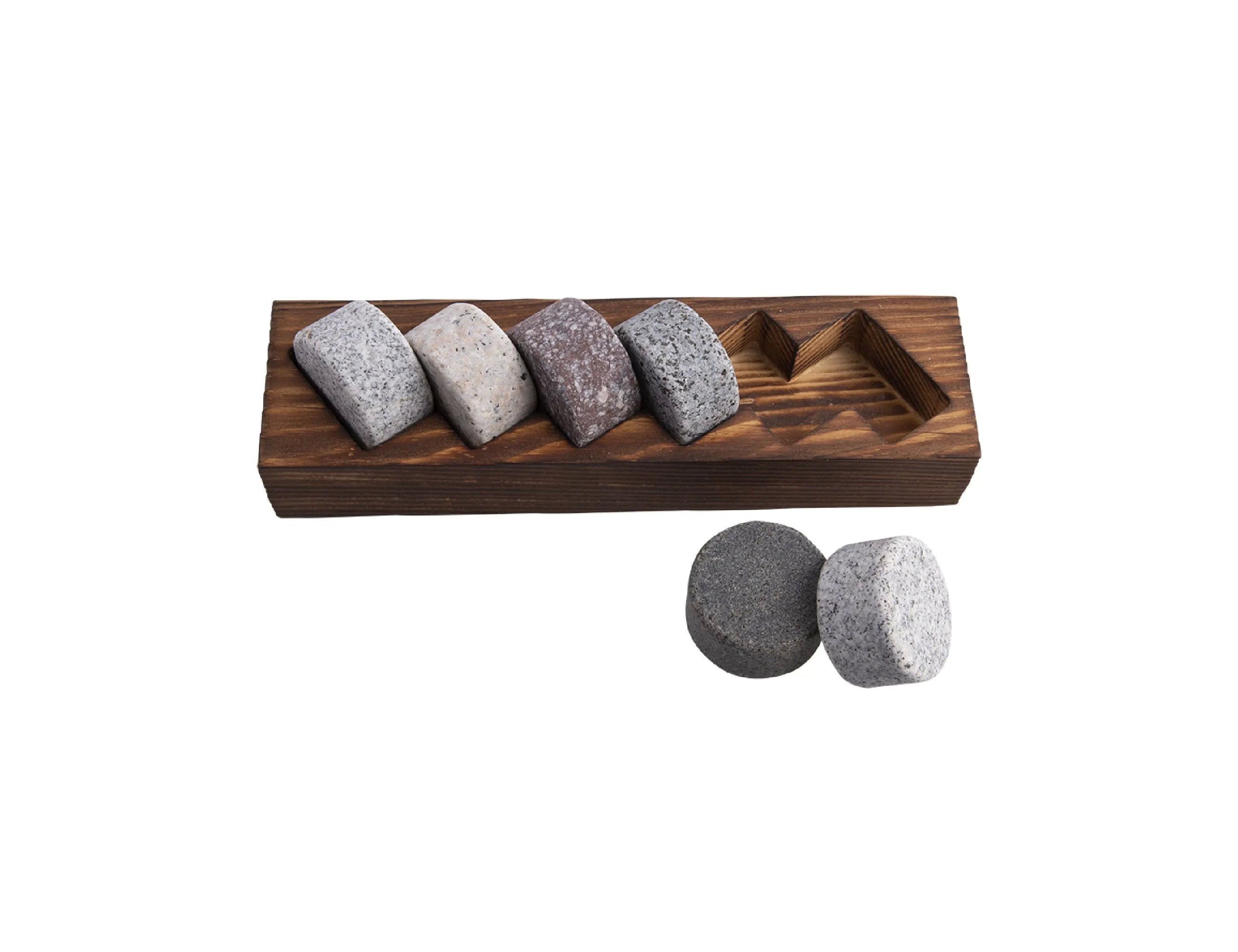 Bartender Whisky Discs 6 Piece Set with Wood Base