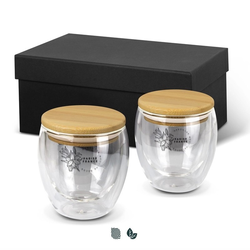 Azzurra 2 Piece 250ml Bamboo Lid Glass Set
